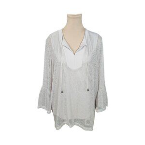 Joseph Ribkoff Mesh Beige Layered Top Sz 10